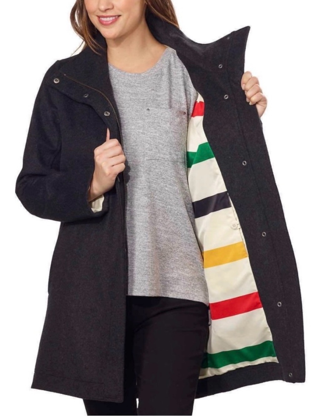 Pendleton W’s Cascade Wool Campbell Coat in Color ‘Charcoal Grey’, Size Large